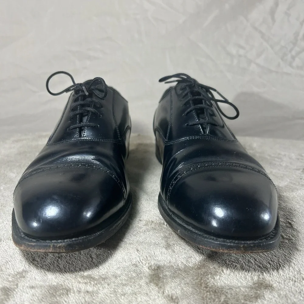 Florsheim Black Leather Punch Cap Toe Oxford Dress Shoes Men's Size 10 D